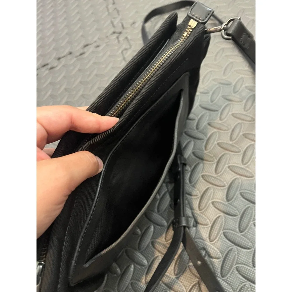 Skagen‎ Crossbody Bag Womens OS Black Nylon Leather Trim Minimalist Messenger